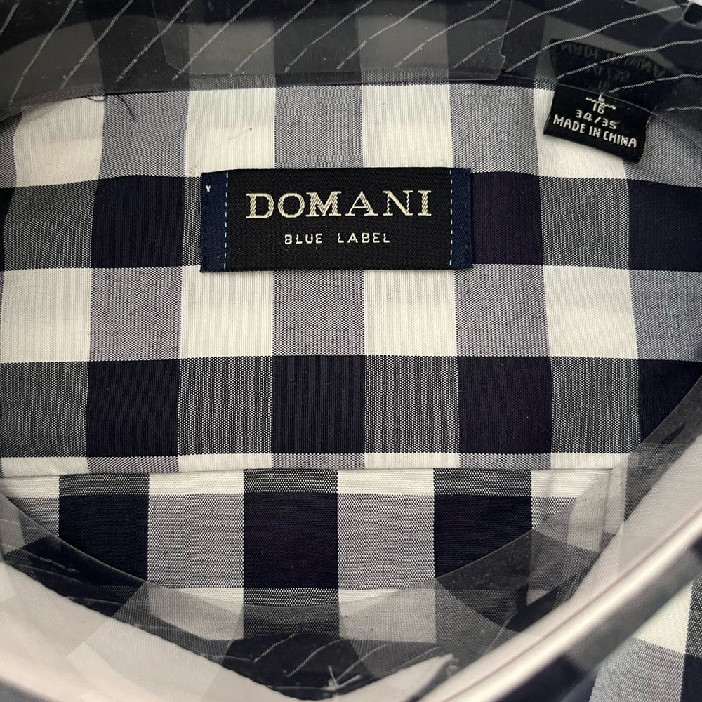 Classic Black and White Plaid Long Sleeve Shirt,L/16, 34/35 - Picture 5 of 7